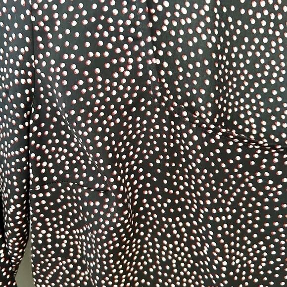 Express Black White Dot Square Neck Long Sleeve Ruffle Wrap Dress Size Small - Picture 4 of 7